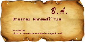 Breznai Annamária névjegykártya